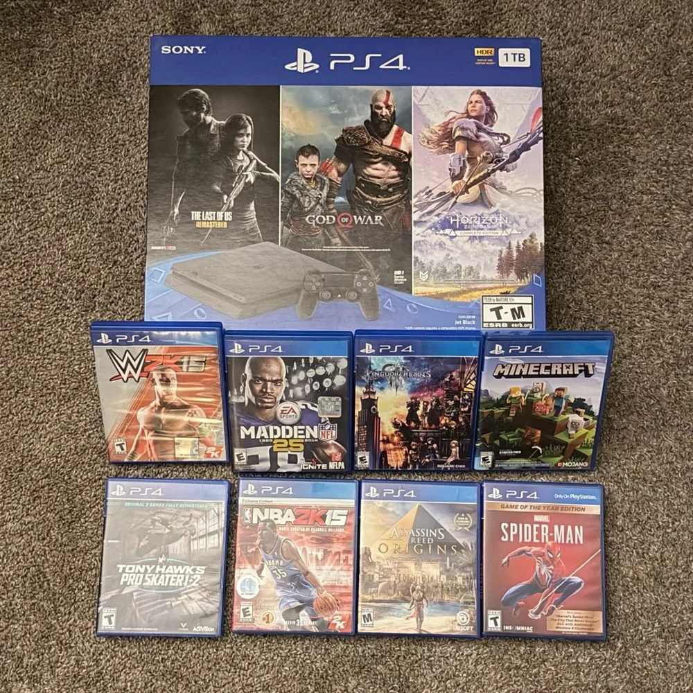 PlayStation 4 (PS4) Console – 1TB Storage – 8 Game Bundle